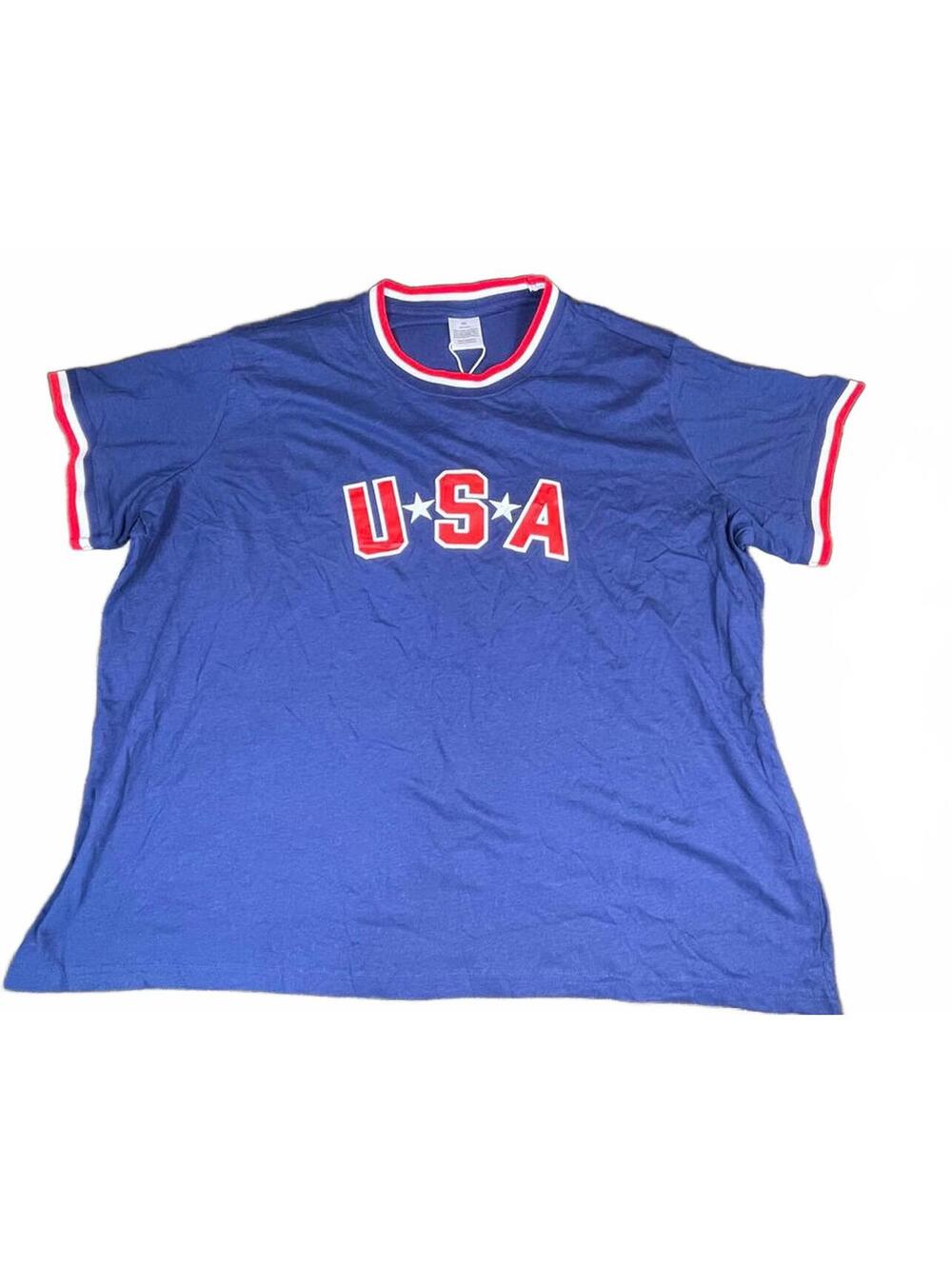 Blue USA Graphic T-Shirt with Red and White Trim XXL Women's NWT